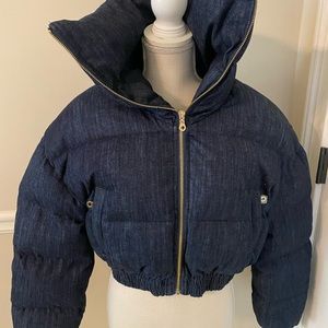 J Wright puff denim jacket